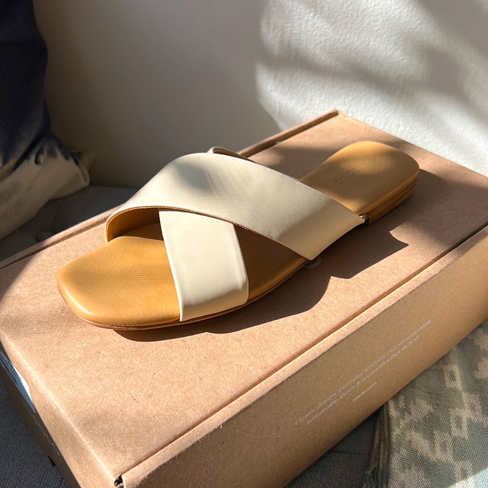 New NISOLO Leather Catalina Slides in Bone - Picture 1 of 4